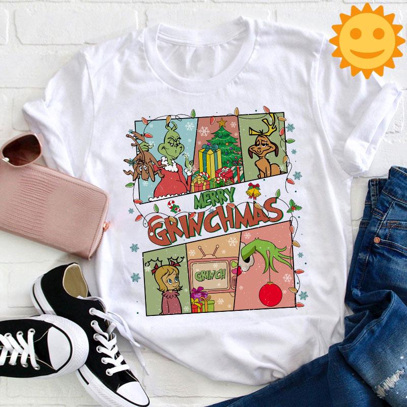 Merry Christmas Teacher Vintage T-Shirt, Christmas Shirt, Cute Christmas Gift, Santa Claus Shirt, Reindeer Shirt, Christmas Elf Shirt