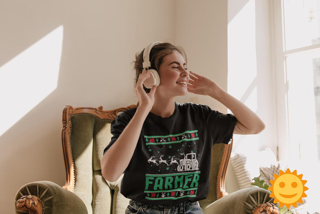 Farmer Ugly Christmas Vintage T-Shirt, Christmas Gift, Reindeer Santa Sleigh Shirt, Ugly Santa Shirt, Farm Life Shirt