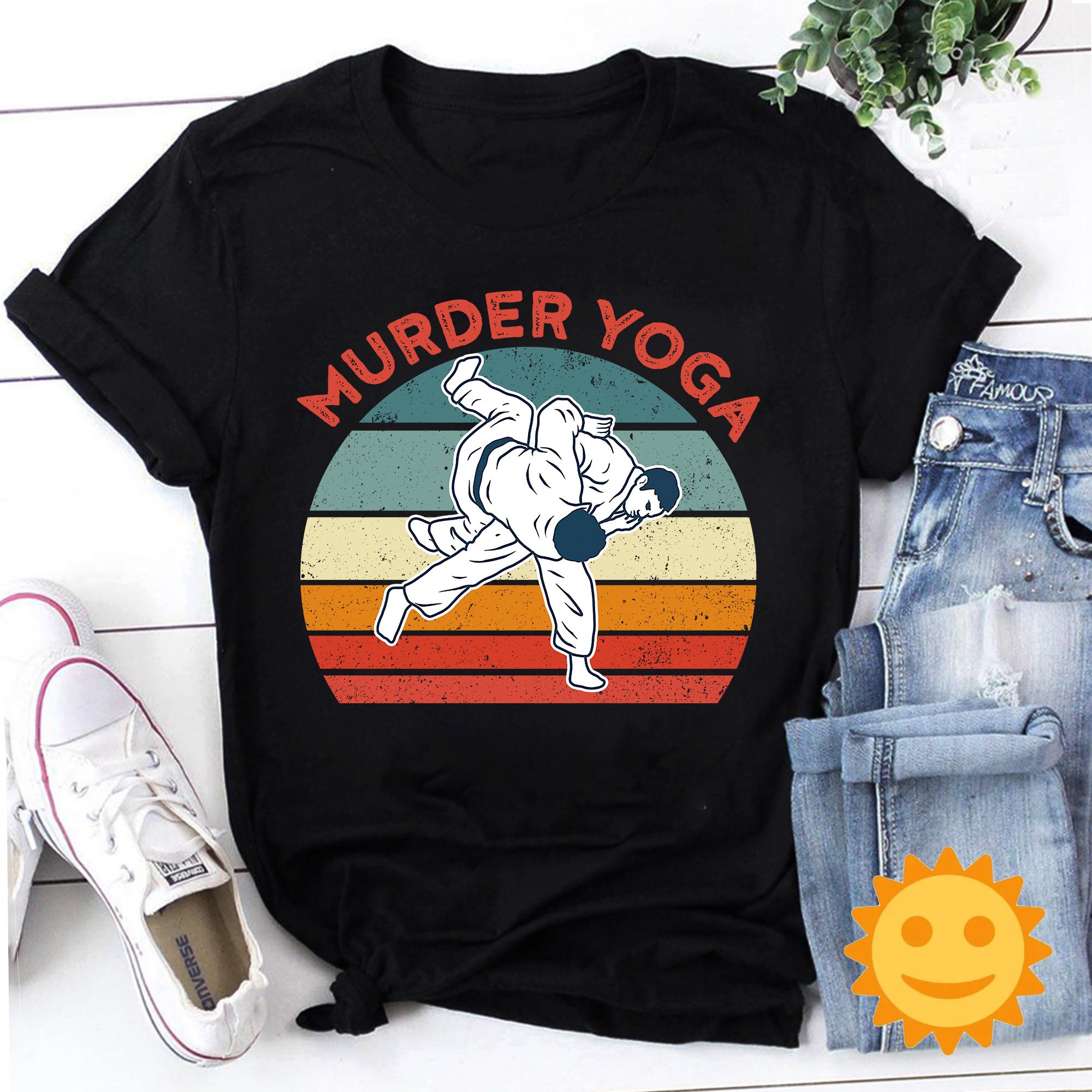 Murder Yoga Vintage T-Shirt, Murder Yoga Shirt, Funny Yoga Gift Tee, Brazilian Jiu Jitsu Shirt