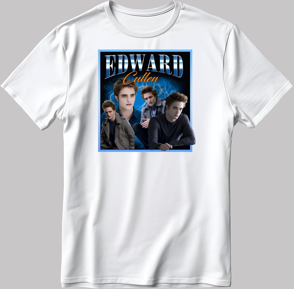 Famous Character Edward Cullen Figure, Short Sleeve White-Black Men's / Women's T Shirt T131