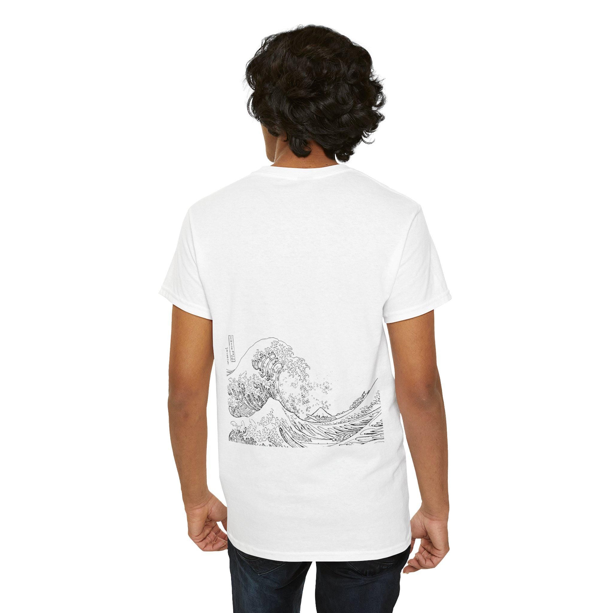 Timeless Elegance: The Great Wave off Kanagawa Tee â€“ Hokusai's Iconic Art in Minimalist Black-and-White for Everyday Style