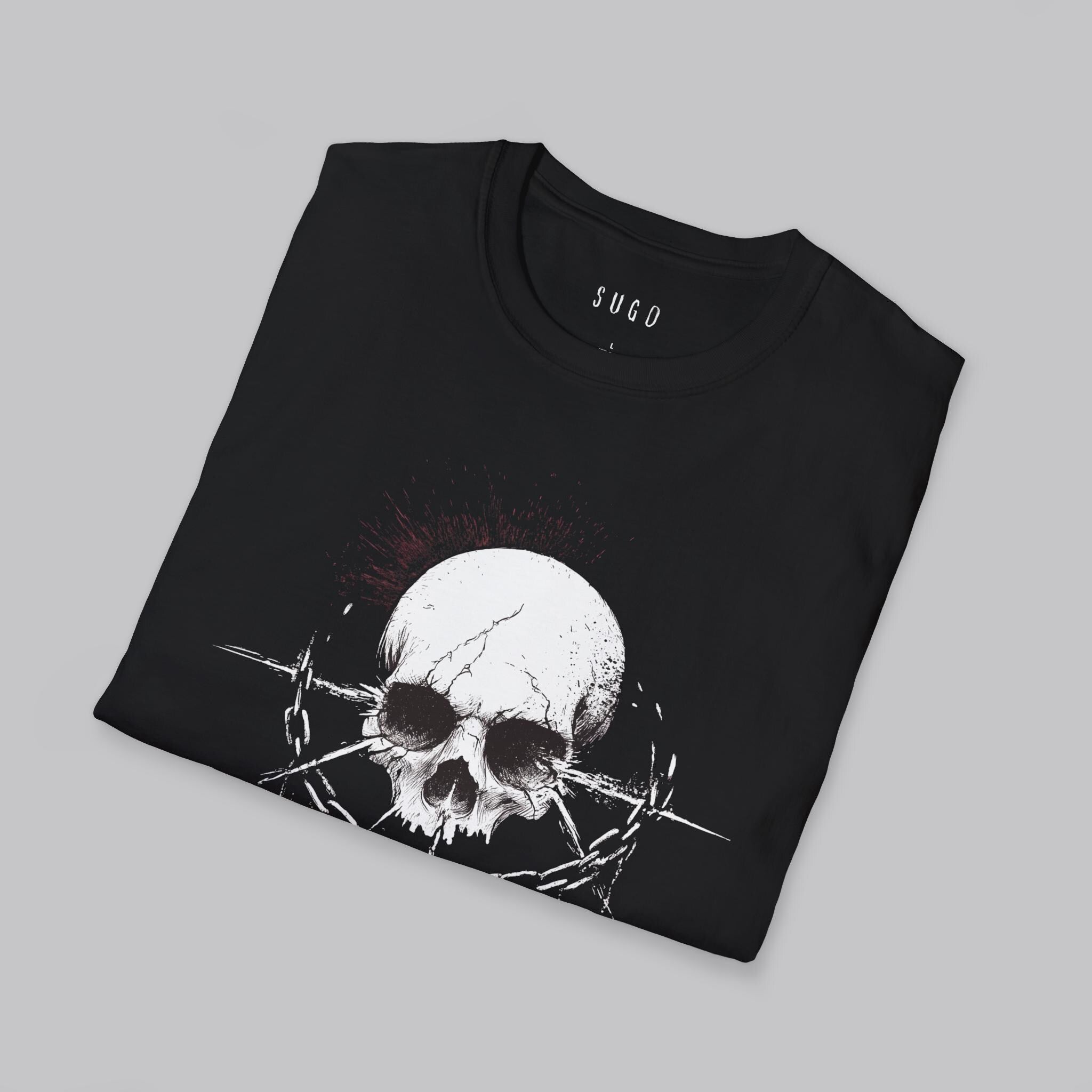 Gothic Skull Chain T-Shirt â€“ Horror Skeleton Shirt, Black Metal Alternative, Dark Academia, Folk Horror, Grunge & Weirdcore Gift Idea