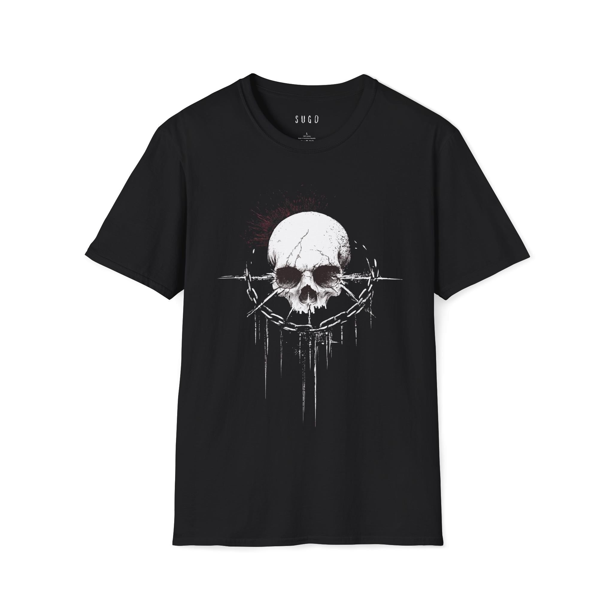 Gothic Skull Chain T-Shirt â€“ Horror Skeleton Shirt, Black Metal Alternative, Dark Academia, Folk Horror, Grunge & Weirdcore Gift Idea