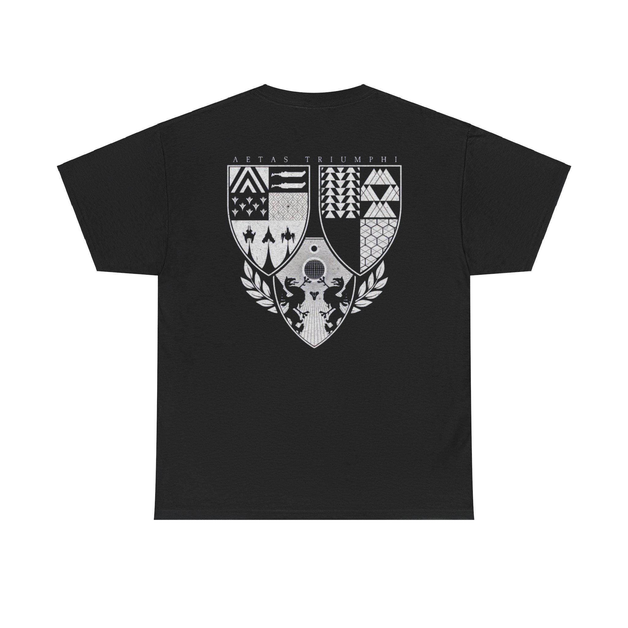 Rise as a Guardian with This Destiny-Inspired Tee â€“ Featuring The Traveler Design and Aetas Triumphi Crest, A Tribute to Triumphs!