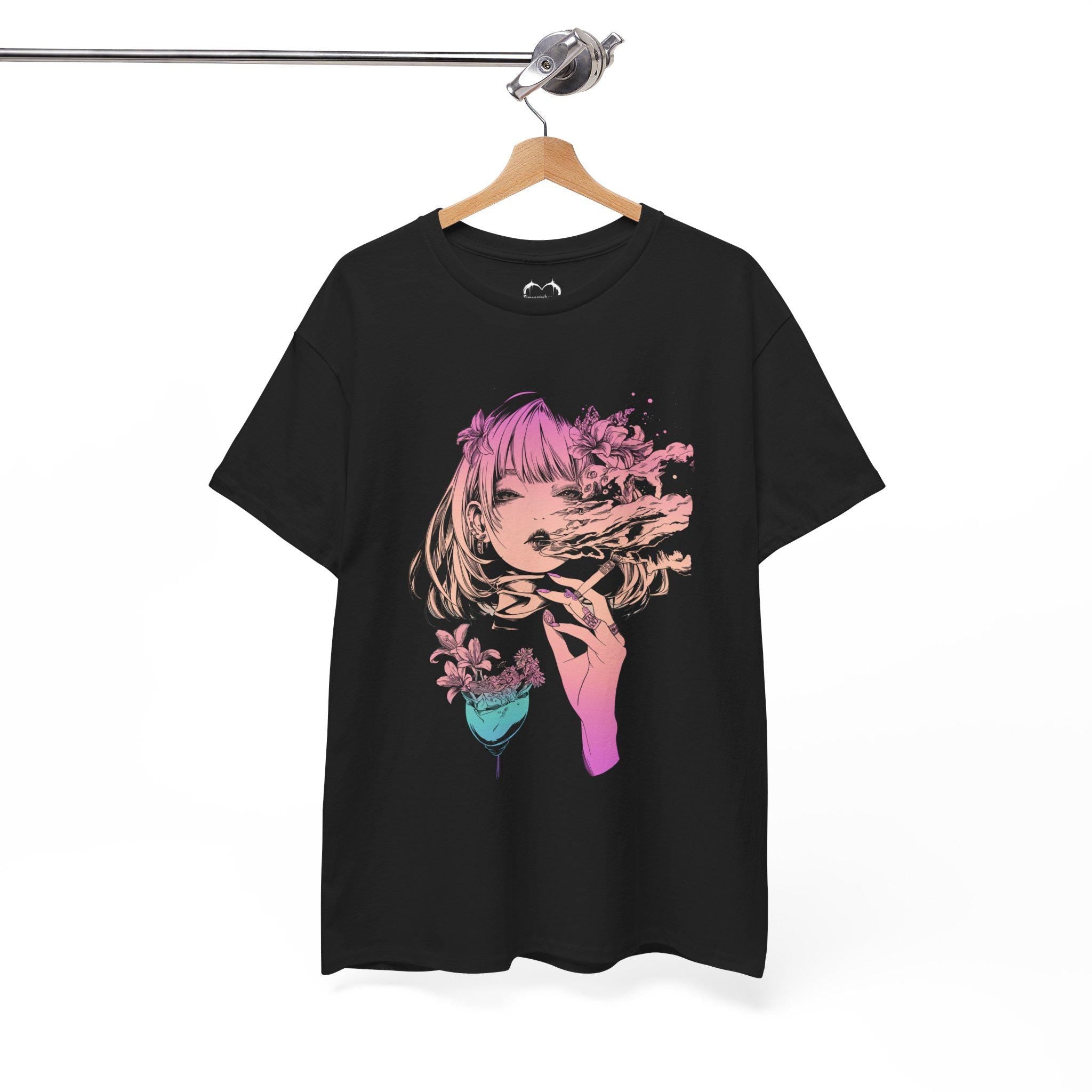 Smoke Girl Tee | Floral Tshirt | Graphic TShirt | Unisex Tee | Streetwear Clothing | Graphic Art | Multicolored Tee | Vintage | Gradient