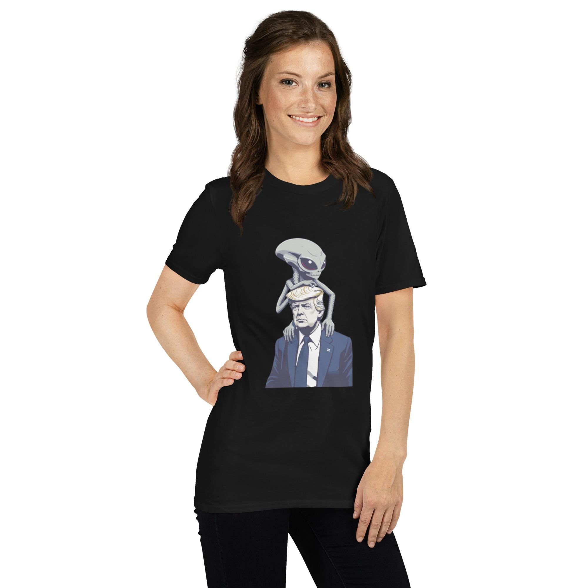Trump Alien UFO Soft Style T-Shirt, Funny Trump Shirt, Alien Graphic Tee, UFO Graphic Shirt, Political Humor Tee