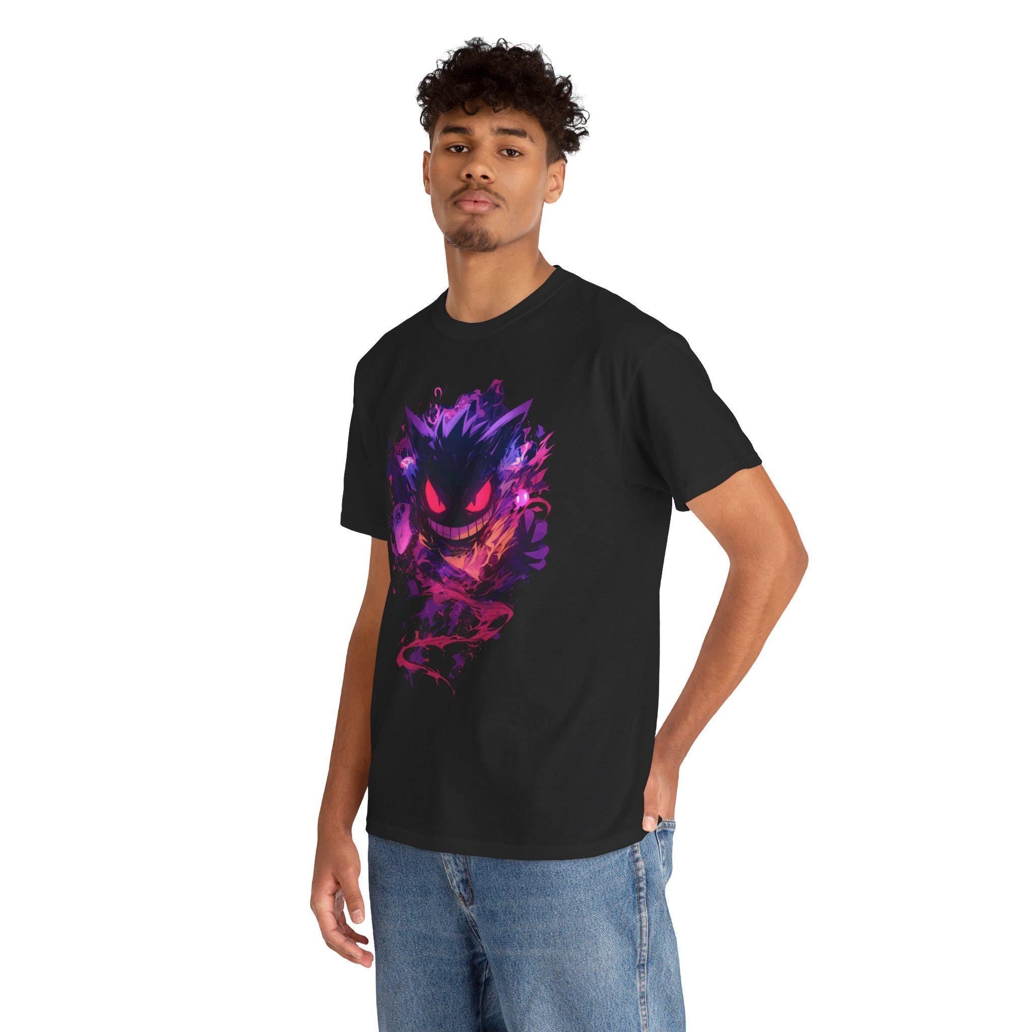 Spooky Gengar Shirt | Anime Graphic Tee | Unisex Tee | Streetwear Clothing | Japanese Art | Neon Graphic Art | Video Game Tees | Anime Shirt