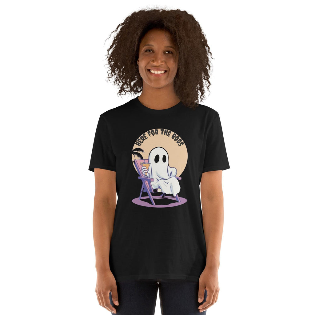 Here for the Boos Funny Soft Style T-Shirt, Halloween Shirt, Ghost Graphic Tee, Spooky Tee, Casual Halloween Tee, Boo Shirt, Halloween Gift