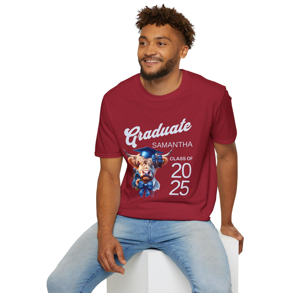 Graduation T-Shirt with Custom Name, Personalized Graduate Shirt, Graduation Gift, High School College Graduation Apparel, Coquette Bow Cow