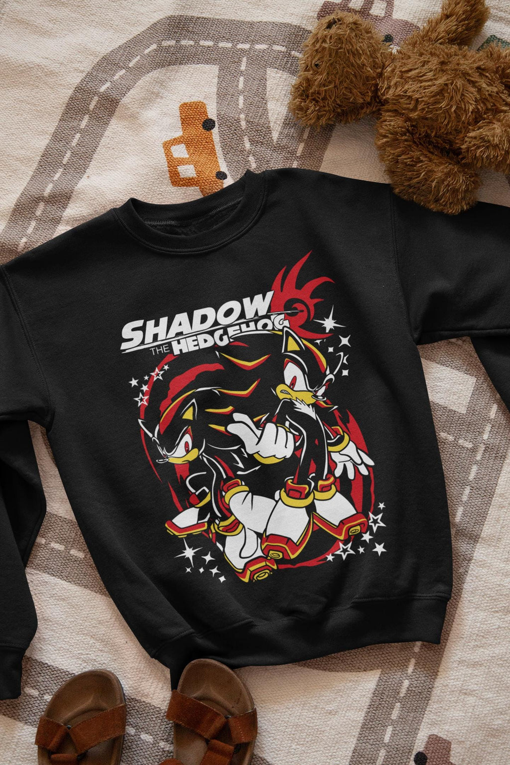 Hedgehog Shadow Sweatshirt Speedster Energy,Japanese Anime Hero,Gaming Legend Apparel, Manga Inspired Action Wear,Anime Manga Sweatshirt