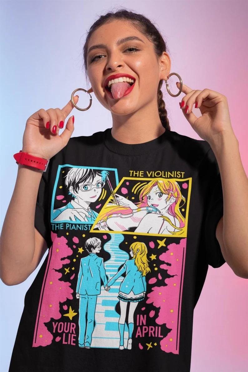 Unisex Your Lie in April Anime T-Shirt, Kaori Miyazono Graphic Tee Shirt Anime Lovers Shirt, Graphic Anime Tee, Manga Shirt, Japanese Anime
