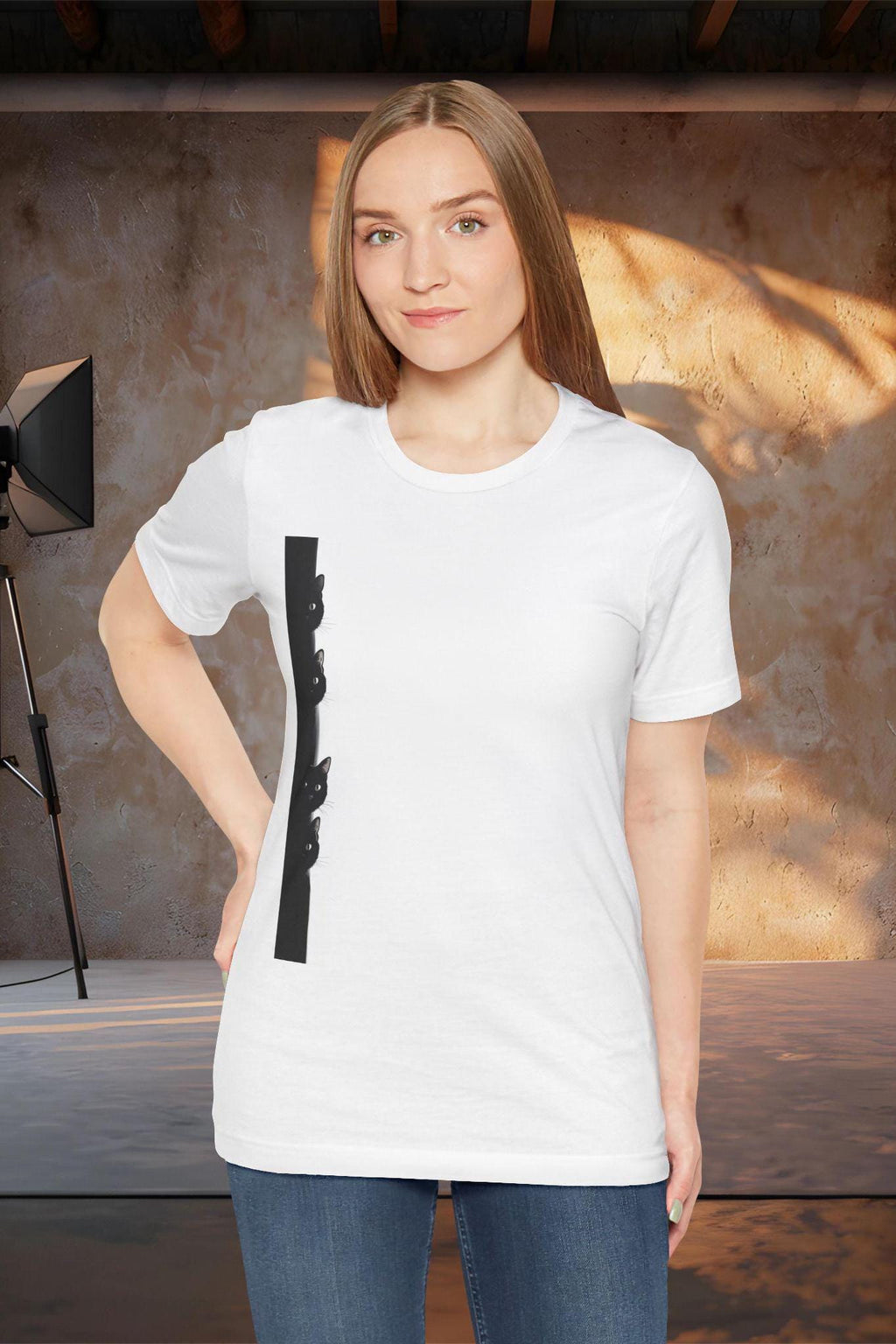 peeking cat shirt, Black Cats TShirt, Minimalist Cat Tee, Cute Gothic Apparel, Dark Aesthetic T-Shirt, Cat Fashion, Cats Apparel, Cat Lover.