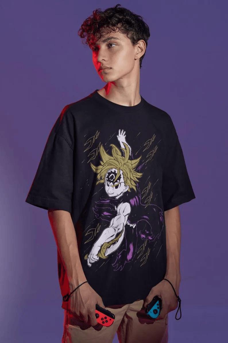 Unisex Meliodas T-Shirt, The Seven Deadly Sins T Shirt, Nanatsu no Taizai, Anime Shirt, Anime T-Shirt Retro Gaming Tees for Gamers, Unisex