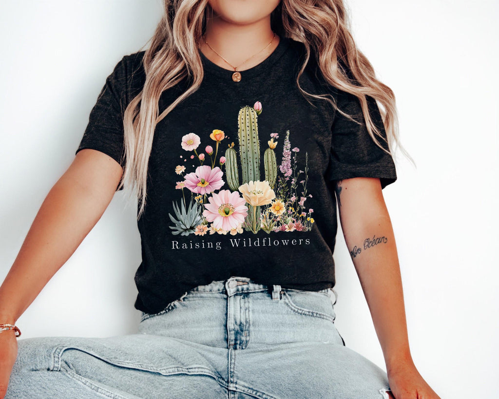 Raising Wildflowers Shirt, Boho Desert Flowers T-shirt, Motherhood Graphic Tee Gift, Wildflower Aesthetic Shirt, Nature Lover, Mom Life