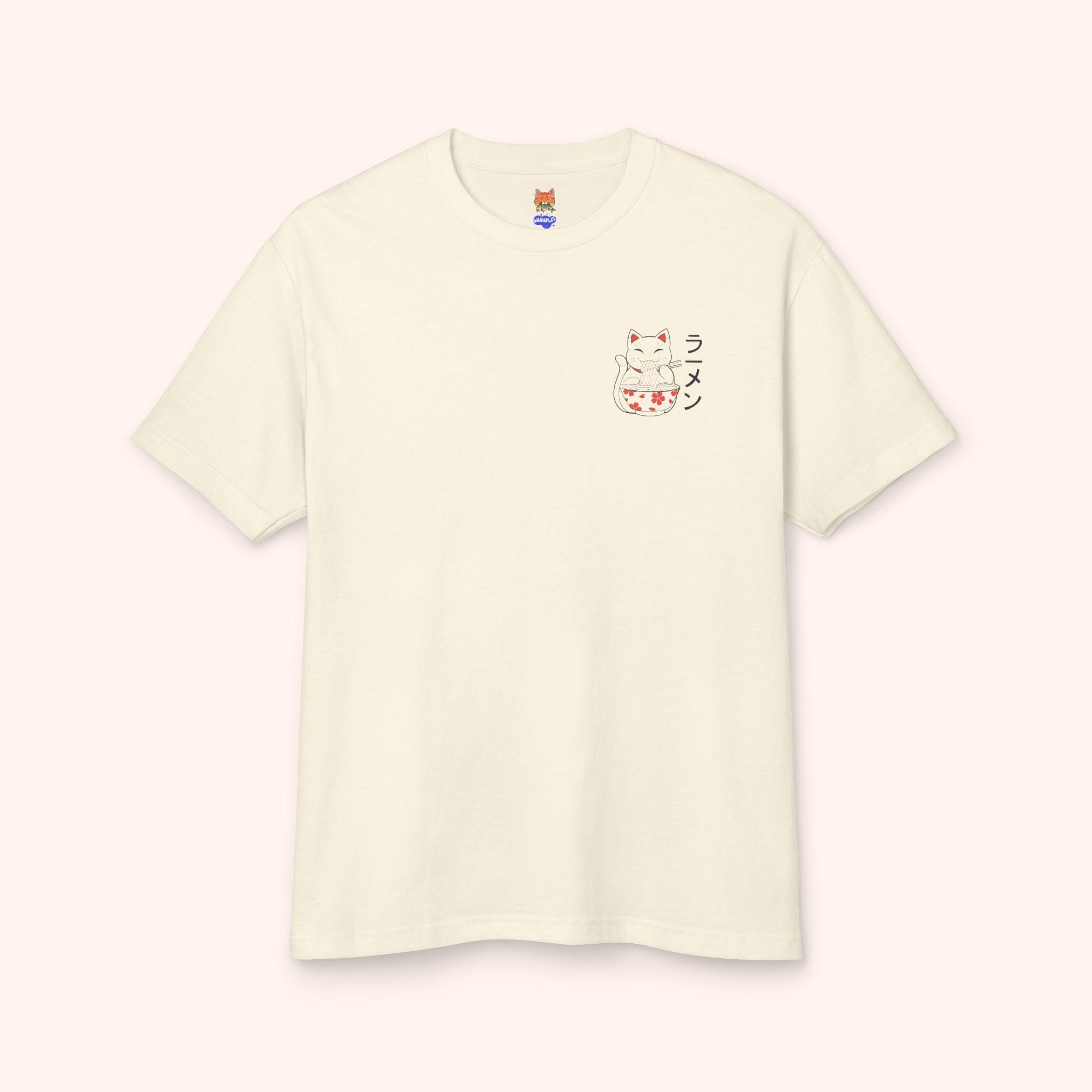 Cute Ramen Cat Tshirt, Japanese Kawaii Cat T-Shirt, Unisex Cotton Tshirt