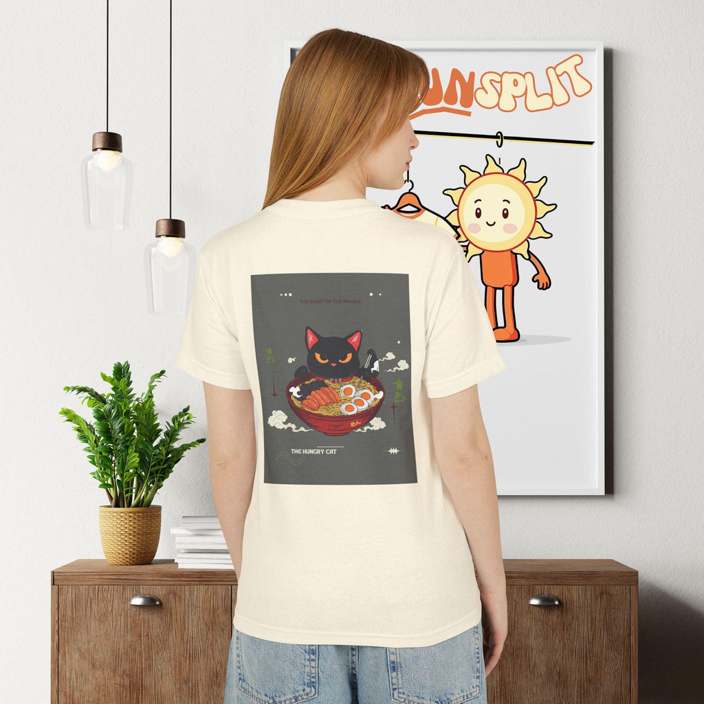 Cute Ramen Cat Tshirt, Japanese Kawaii Cat T-Shirt, Unisex Cotton Tshirt