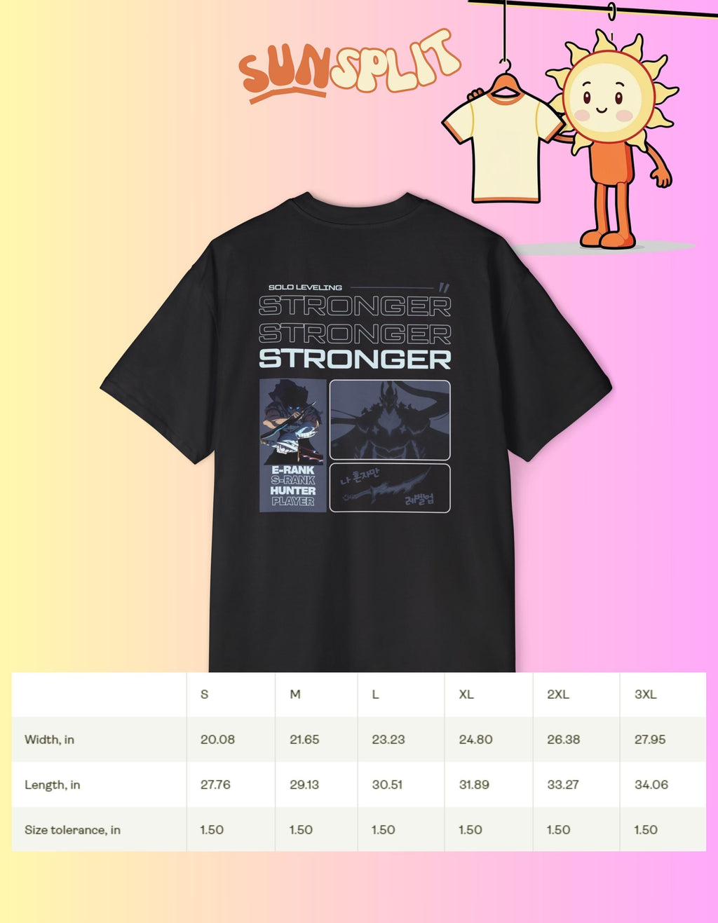 Solo Leveling Oversized Tshirt, Sung Jin-Woo, Igris, Manwha, Anime, Webtoon Tshirt