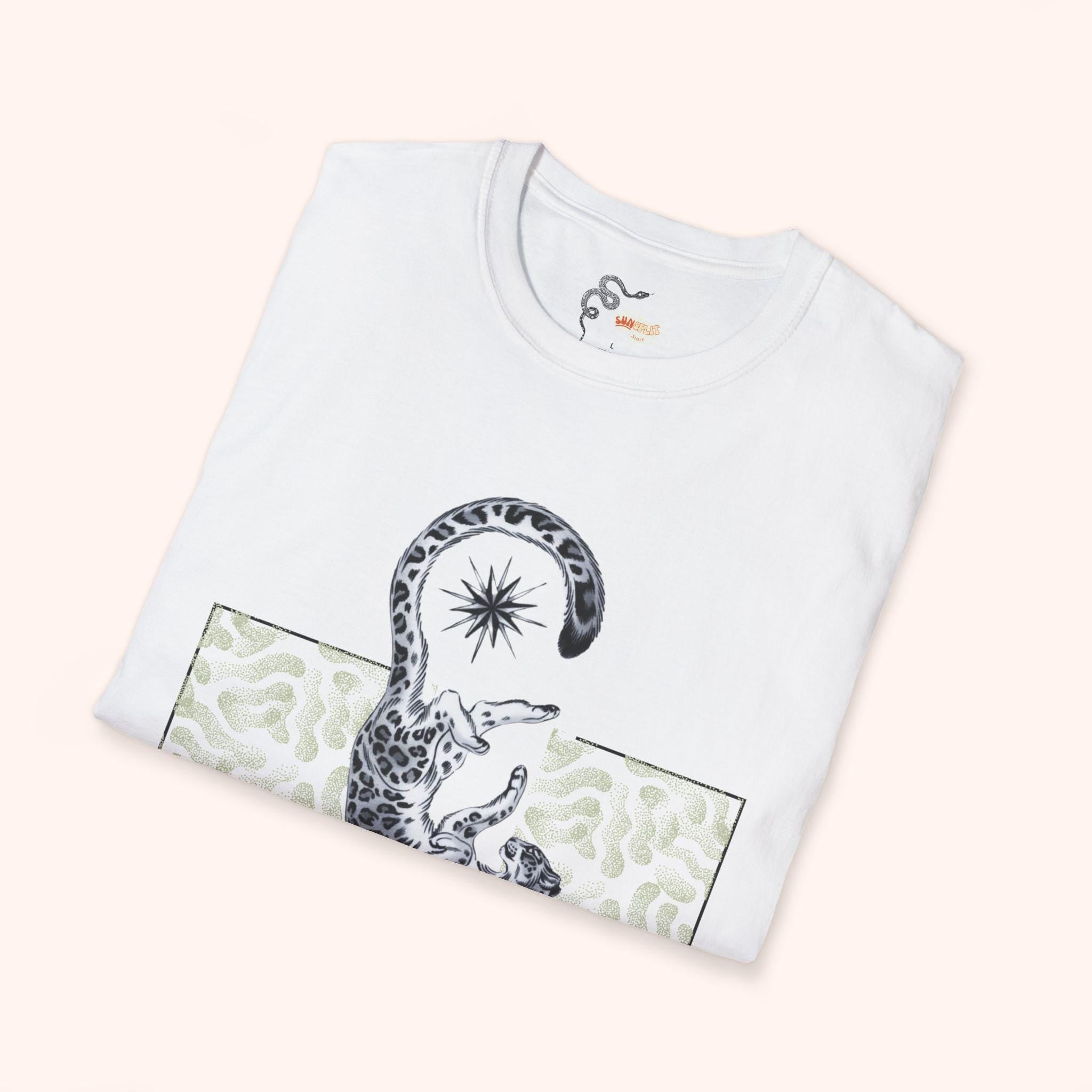 Chic Leopard Unisex Softstyle T-Shirt with 'RATE' Graphic, Casual Wear, Gift Idea, Everyday Comfort, Trendy Style, Summer Essential