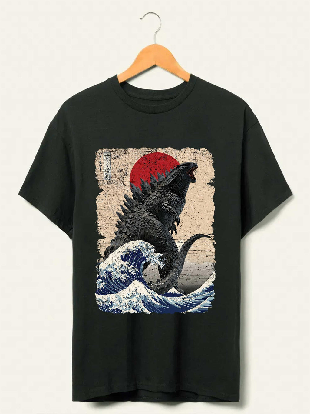 Vintage Japanese Godzilla Great Wave T-Shirt, Godzilla and the Wave Youth Shirt, King of the Monsters Adult Youth Kids Shirt