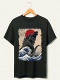 Vintage Japanese Godzilla Great Wave T-Shirt, Godzilla and the Wave Youth Shirt, King of the Monsters Adult Youth Kids Shirt