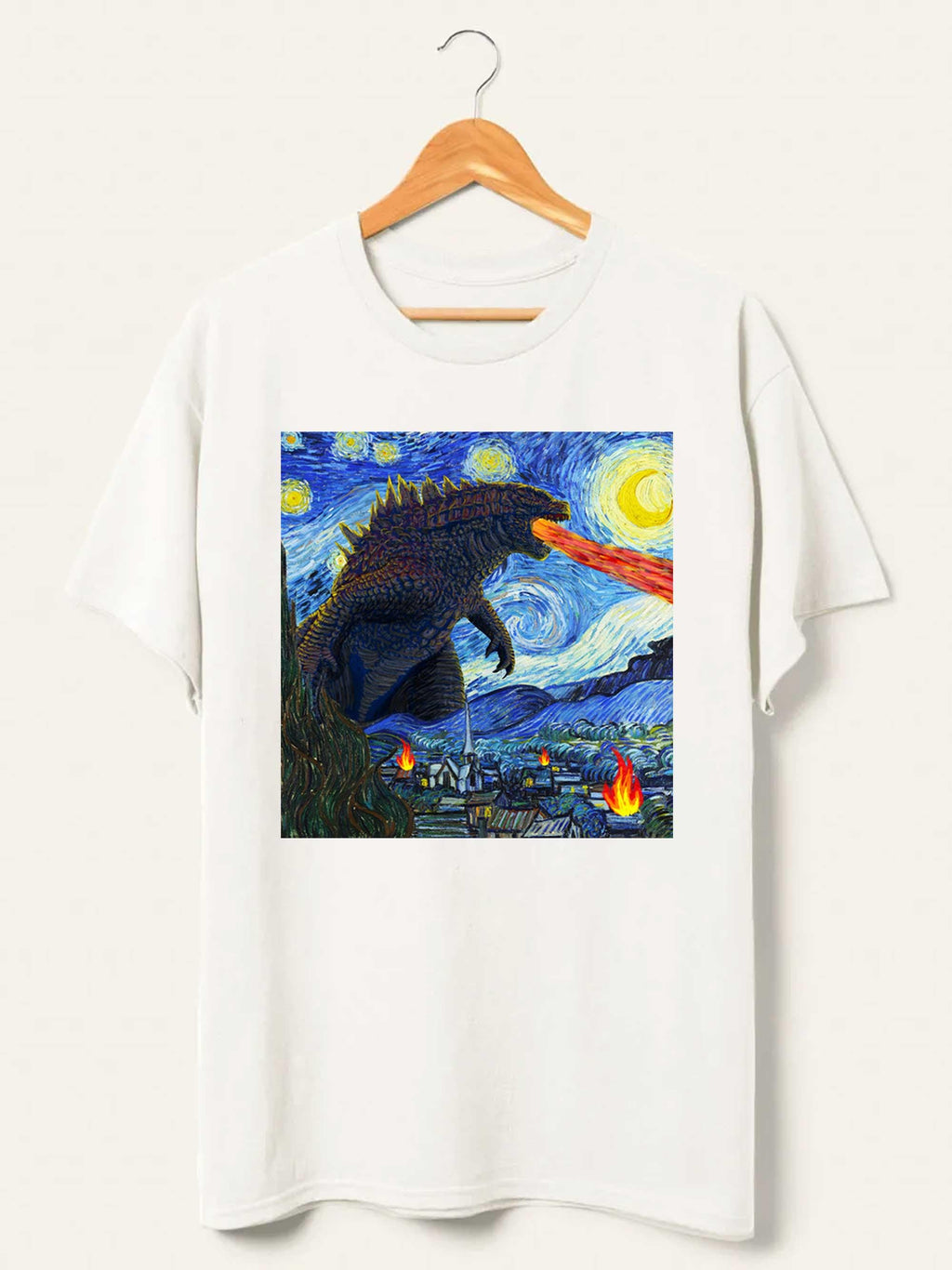 Vintage Godzilla Starry Night Shirt, Godzilla Van Gogh Starry Night Youth Kid's Shirt, Monster Sweatshirt, Dadzilla Shirt, Monsters Shirt