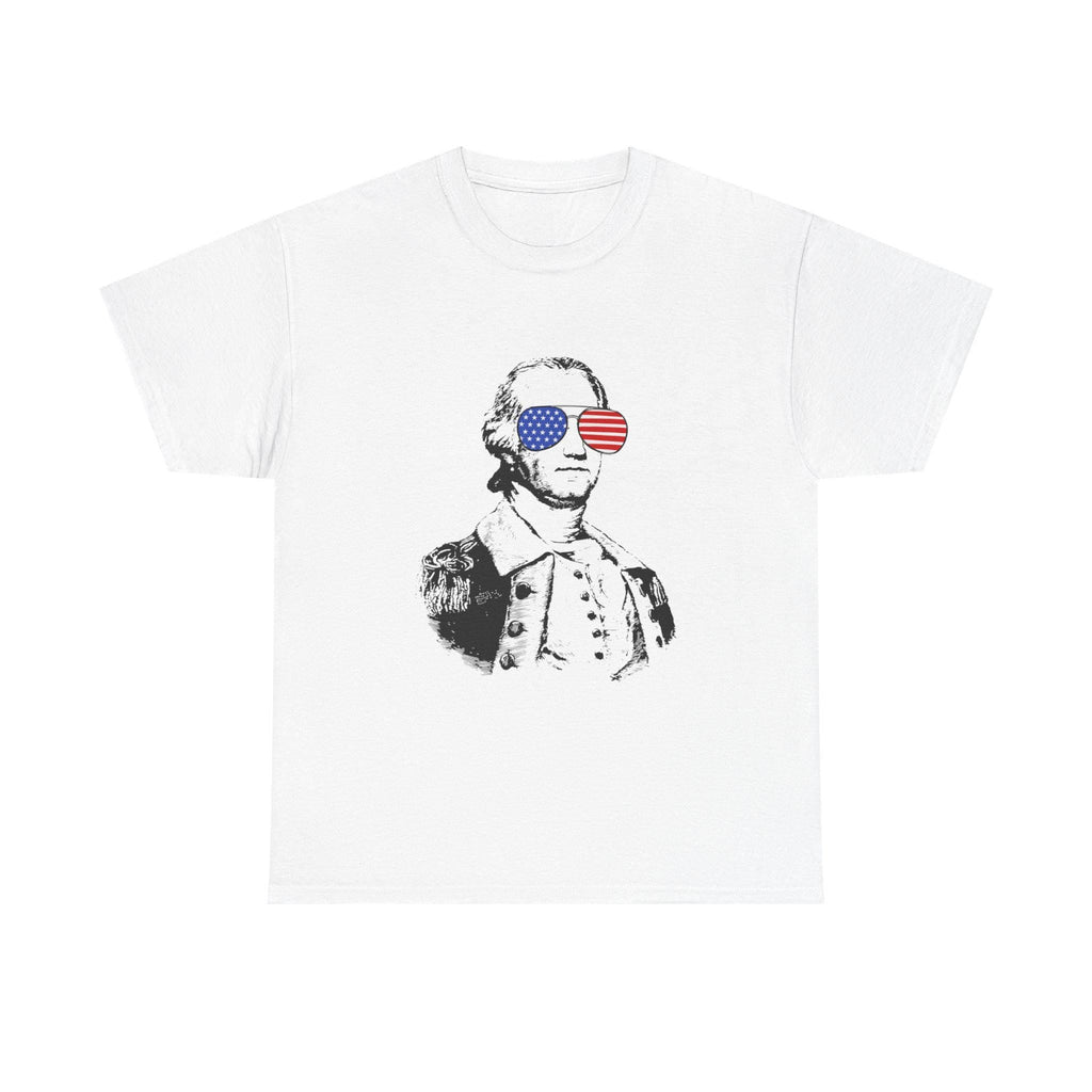 George Washington USA Sunglasses Unisex Tee, 4th of July American Pride Shirt, Patriotic US Flag Top, Independence Day Apparel, Presidents