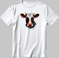 Color Cow Face Short Sleeve White-Black Men's / Women's T Shirt P324