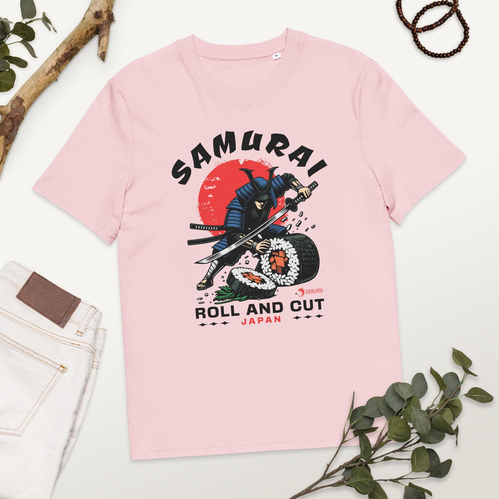 100% Cotton Samurai Roll & Cut T-Shirt - Funny Sushi Katana Graphic Tee - Japanese Food Lover Shirt - Unique Anime Streetwear, Meme Tshirt