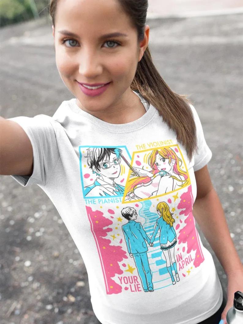 Unisex Your Lie in April Anime T-Shirt, Kaori Miyazono Graphic Tee Shirt Anime Lovers Shirt, Graphic Anime Tee, Manga Shirt, Japanese Anime