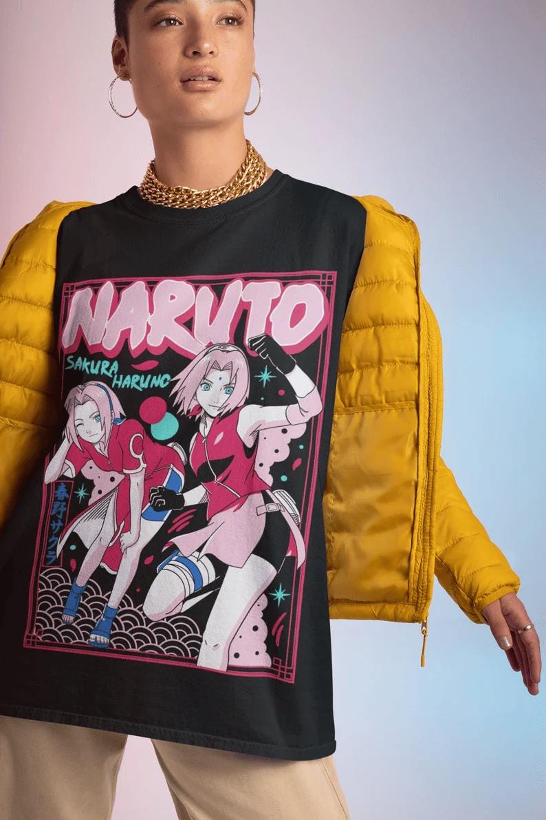 Comfort Colors Sakura Haruno Shirt  Sakura Sweatshirt Manga Shirt Anime Sakura Stl Japanese Streetwear Anime Hoodie Anime Merch