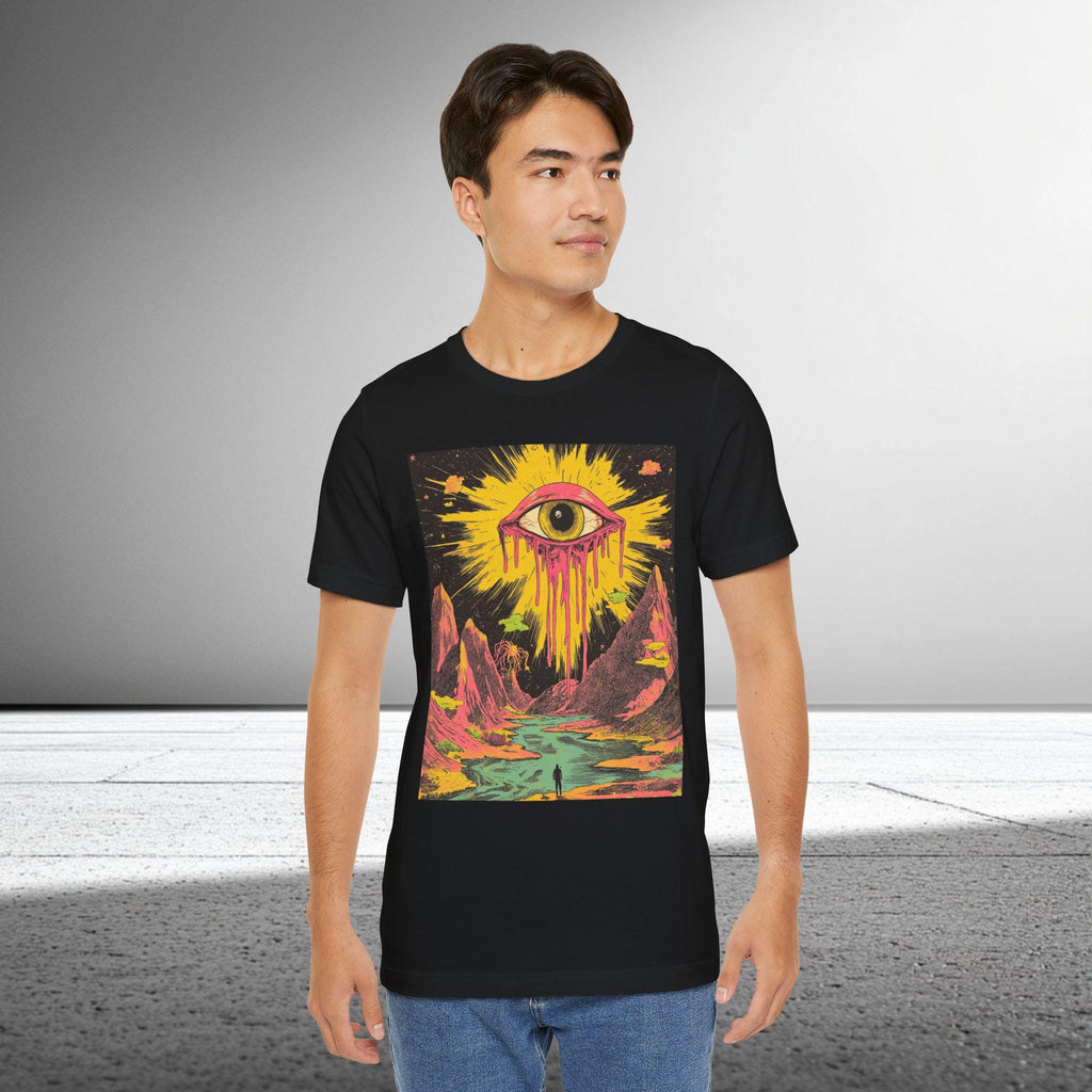 Melting Sun Eye T-Shirt | Psychedelic Apparel | Surreal Cosmic Drip Art, Trippy Vision Landscape | Bella Canvas Shirt XS to 5XL
