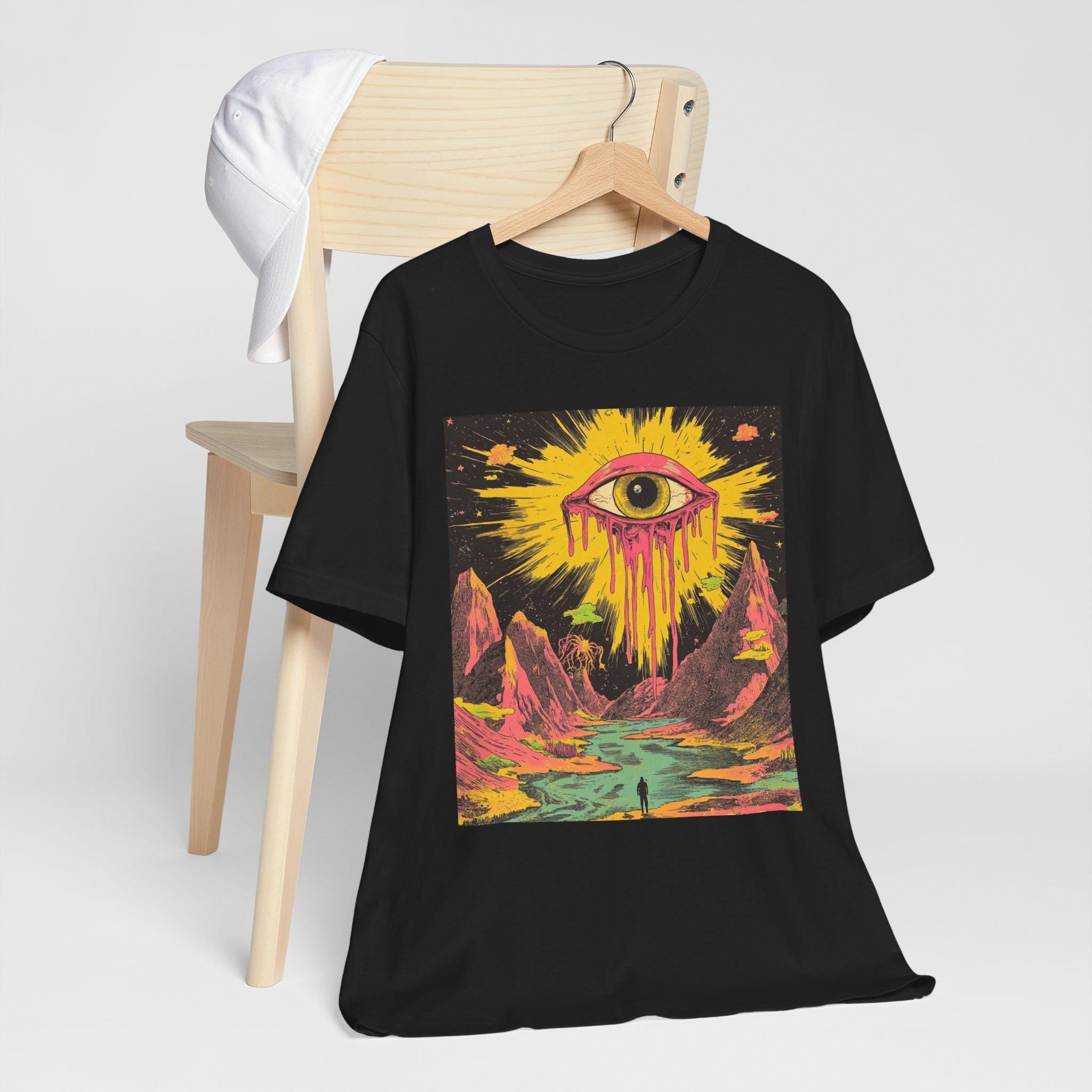 Melting Sun Eye T-Shirt | Psychedelic Apparel | Surreal Cosmic Drip Art, Trippy Vision Landscape | Bella Canvas Shirt XS to 5XL