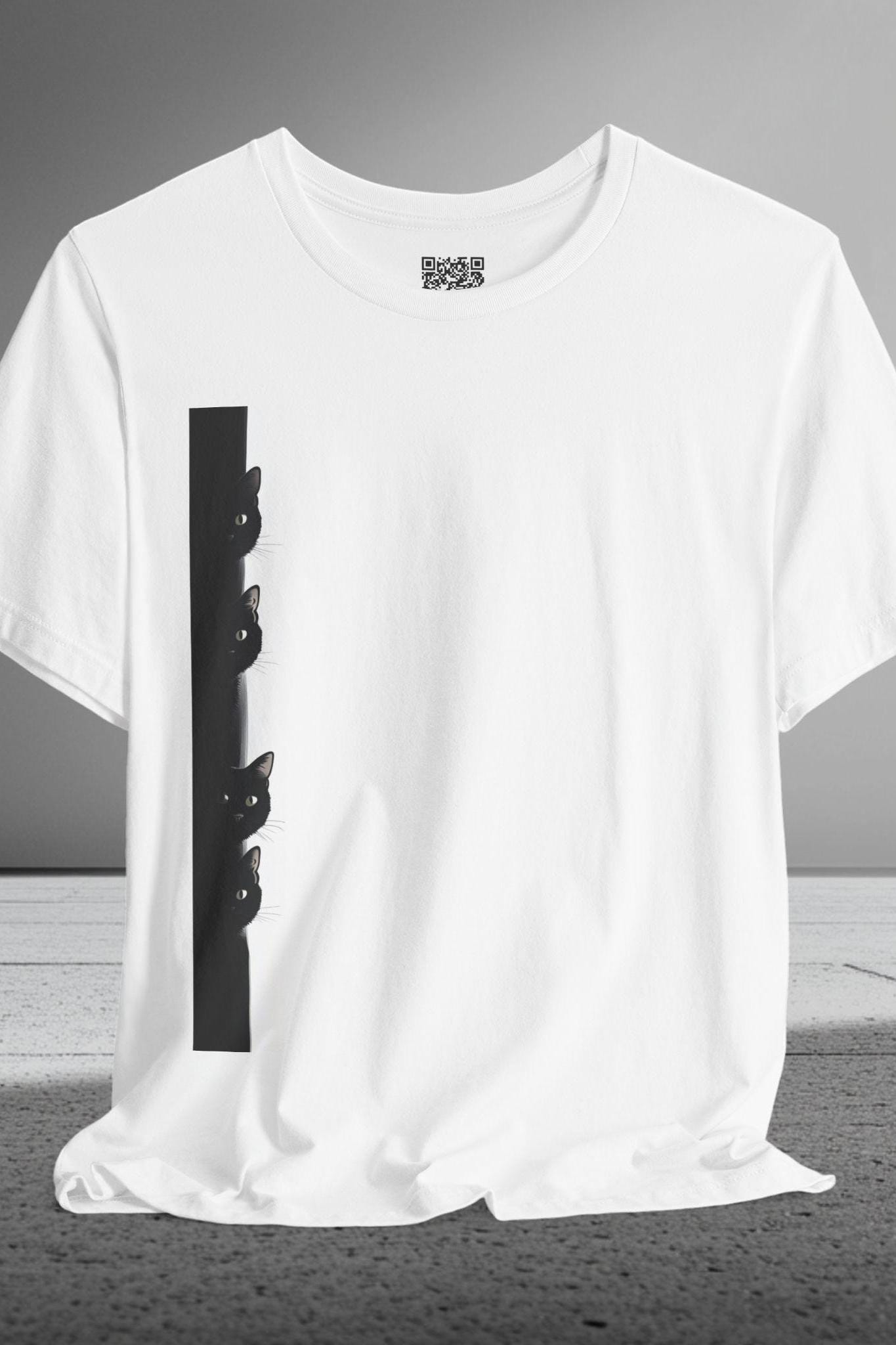 peeking cat shirt, Black Cats TShirt, Minimalist Cat Tee, Cute Gothic Apparel, Dark Aesthetic T-Shirt, Cat Fashion, Cats Apparel, Cat Lover.