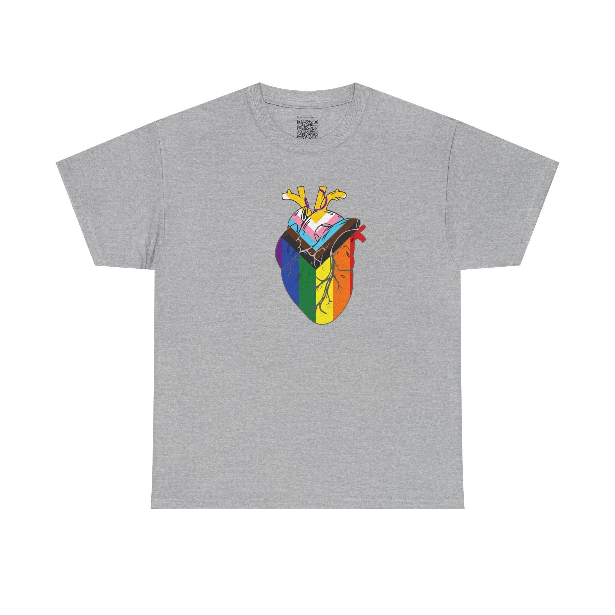 Customizable Pride Heart Tee, LGBTQ+ Shirt, Anatomical Heart, Medical Community Gift, Unisex Graphic Tee