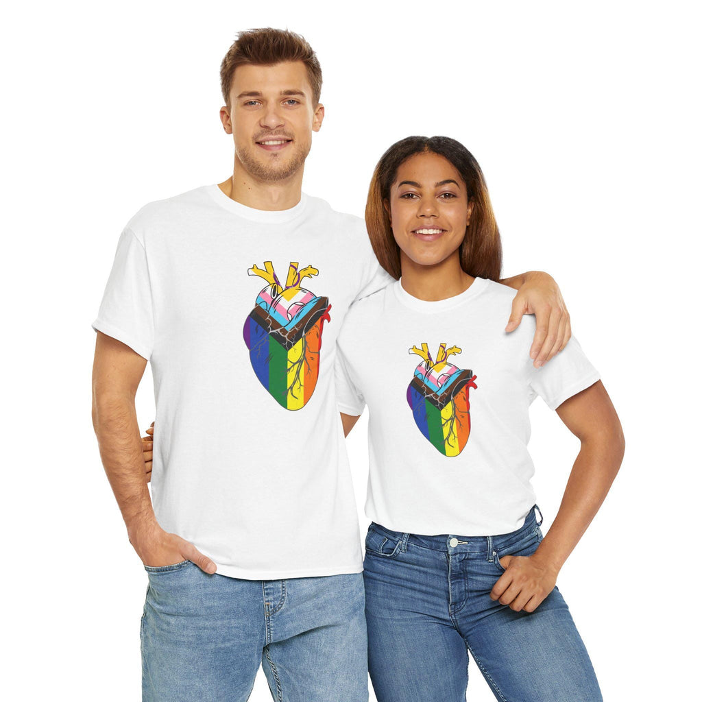 Customizable Pride Heart Tee, LGBTQ+ Shirt, Anatomical Heart, Medical Community Gift, Unisex Graphic Tee