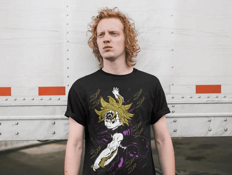 Unisex Meliodas T-Shirt, The Seven Deadly Sins T Shirt, Nanatsu no Taizai, Anime Shirt, Anime T-Shirt Retro Gaming Tees for Gamers, Unisex