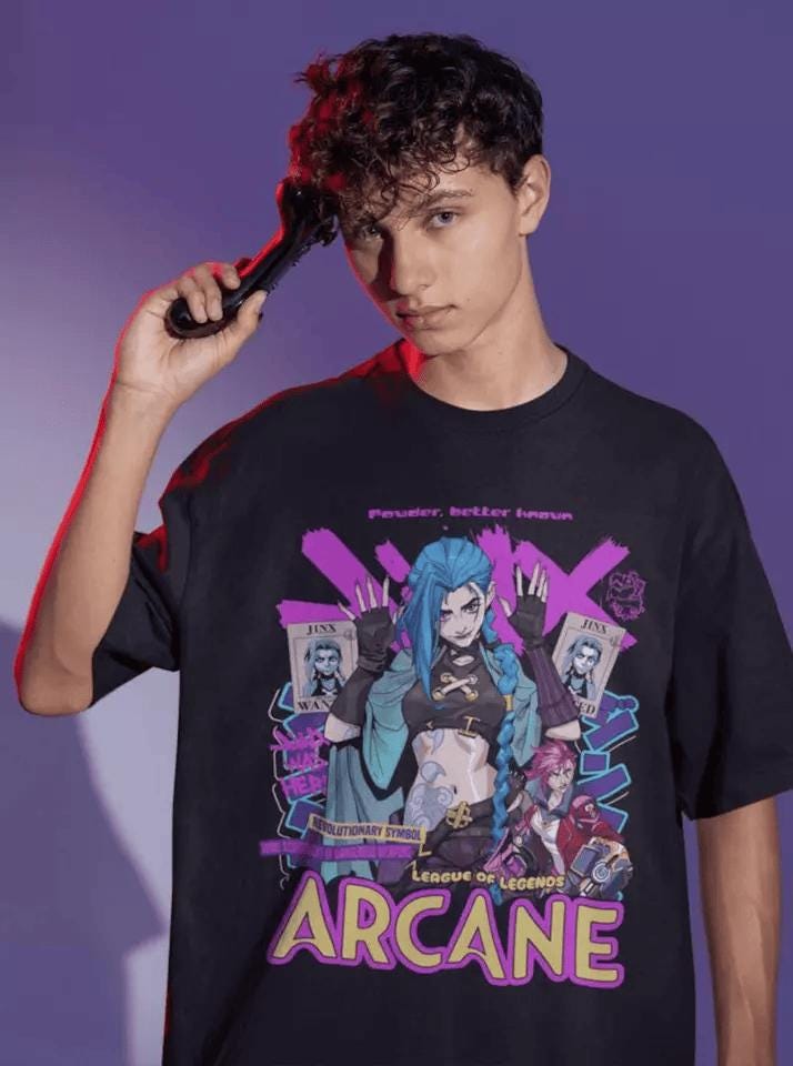 Jinx Arcane T-Shirt | Gaming Shirt | LOL Shirt | Video Game Shirt | Moba Game Shirt | Gamer Shirt | Game Lover Shirt | Gaming Legend Apparel