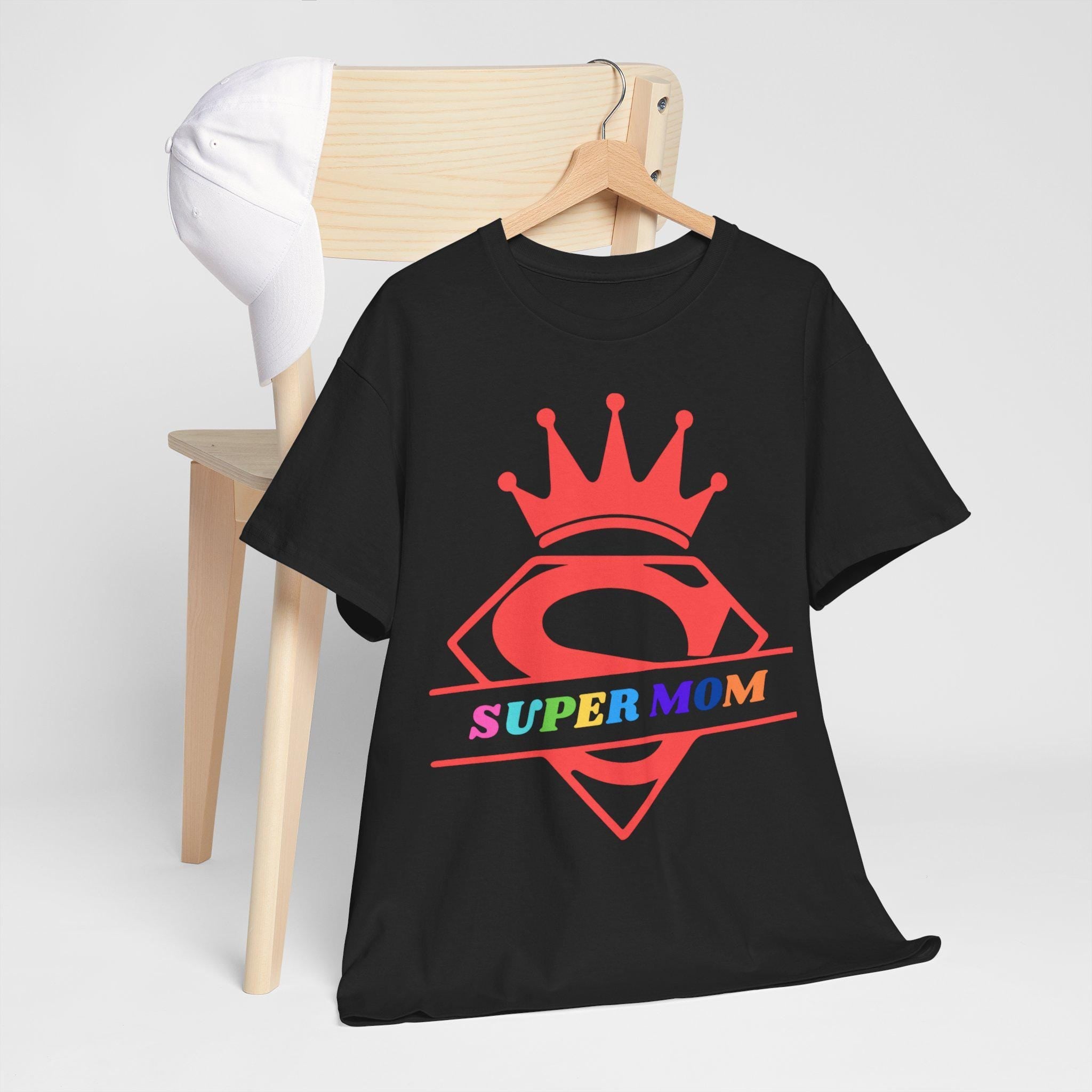 Super Mom Unisex Heavy Cotton Tee | Gift for Mother's Day, Birthday, Family Gathering, Casual Wear, Superhero Shirt