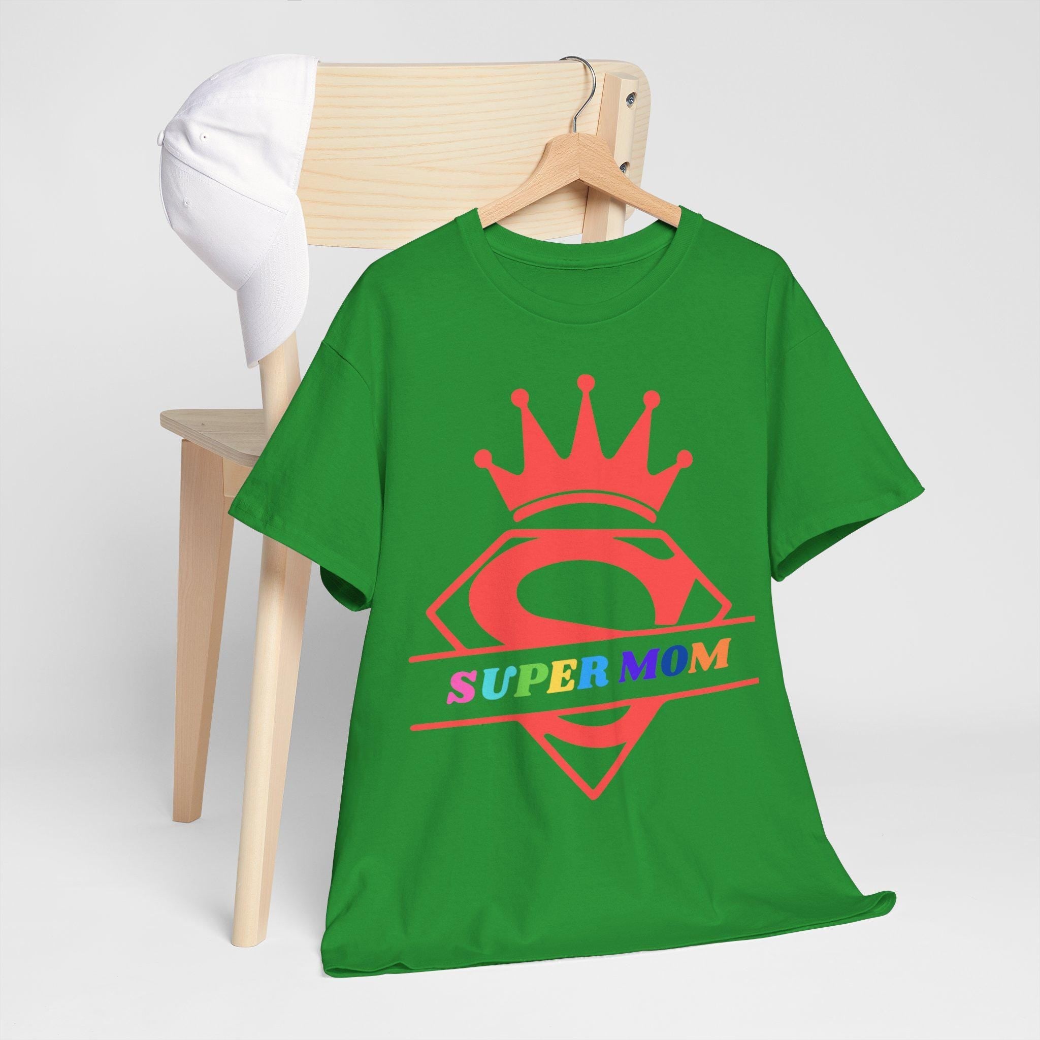 Super Mom Unisex Heavy Cotton Tee | Gift for Mother's Day, Birthday, Family Gathering, Casual Wear, Superhero Shirt