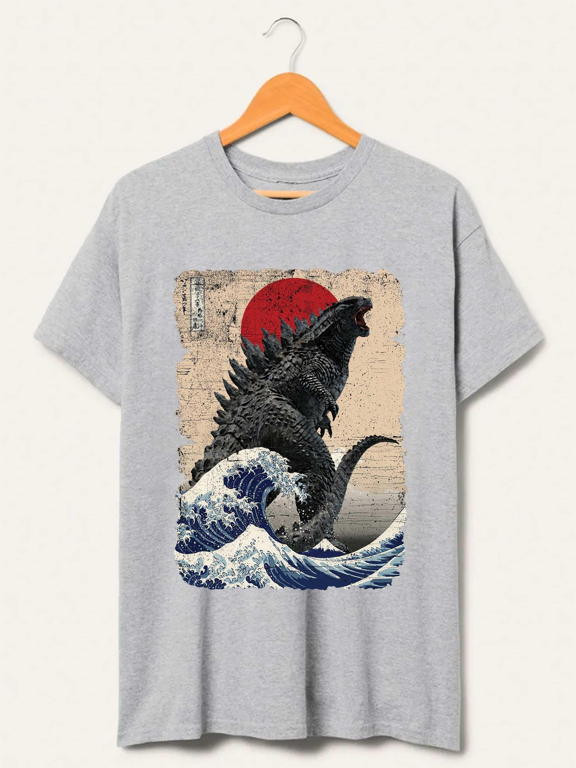 Vintage Japanese Godzilla Great Wave T-Shirt, Godzilla and the Wave Youth Shirt, King of the Monsters Adult Youth Kids Shirt