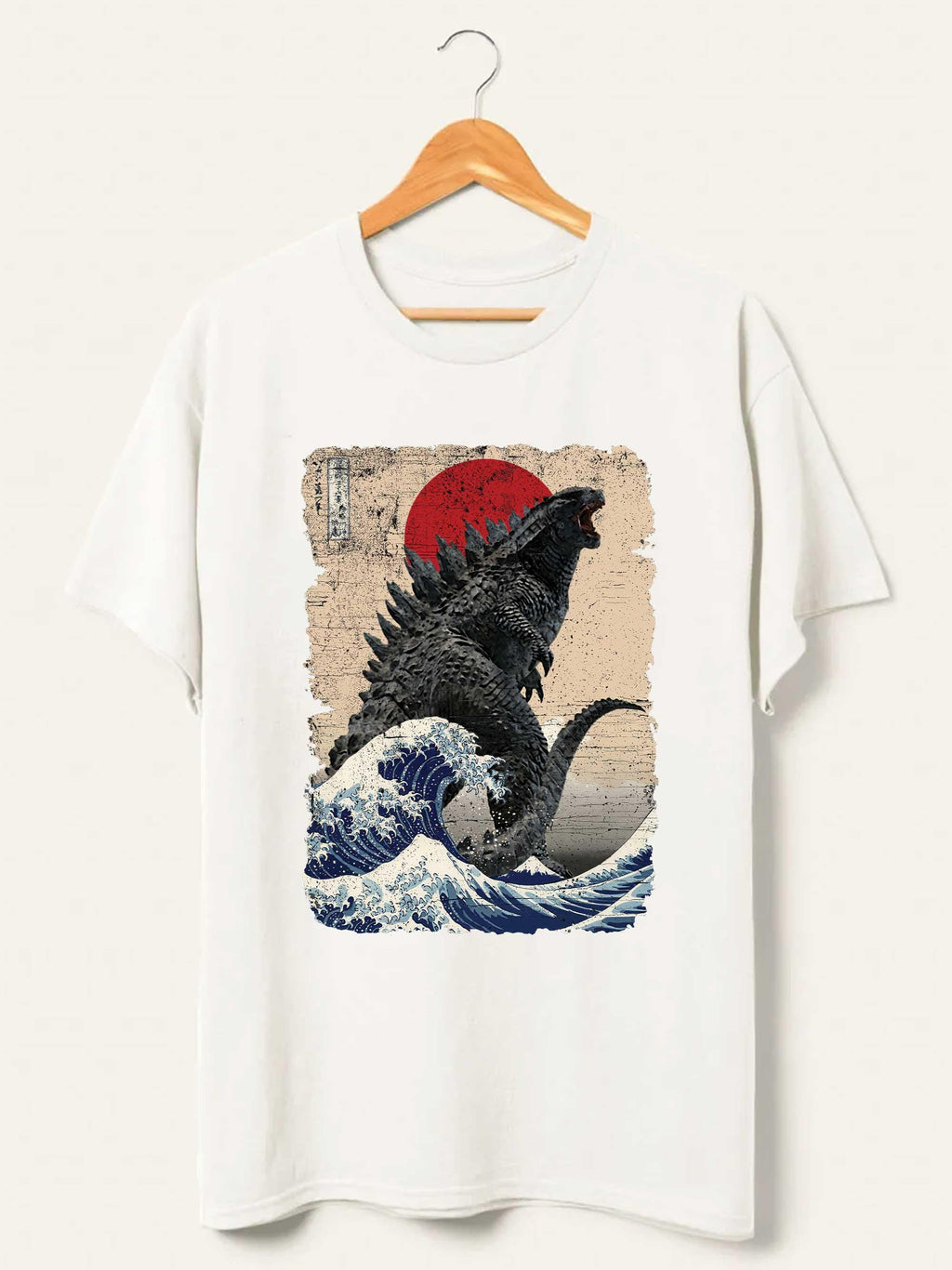 Vintage Japanese Godzilla Great Wave T-Shirt, Godzilla and the Wave Youth Shirt, King of the Monsters Adult Youth Kids Shirt