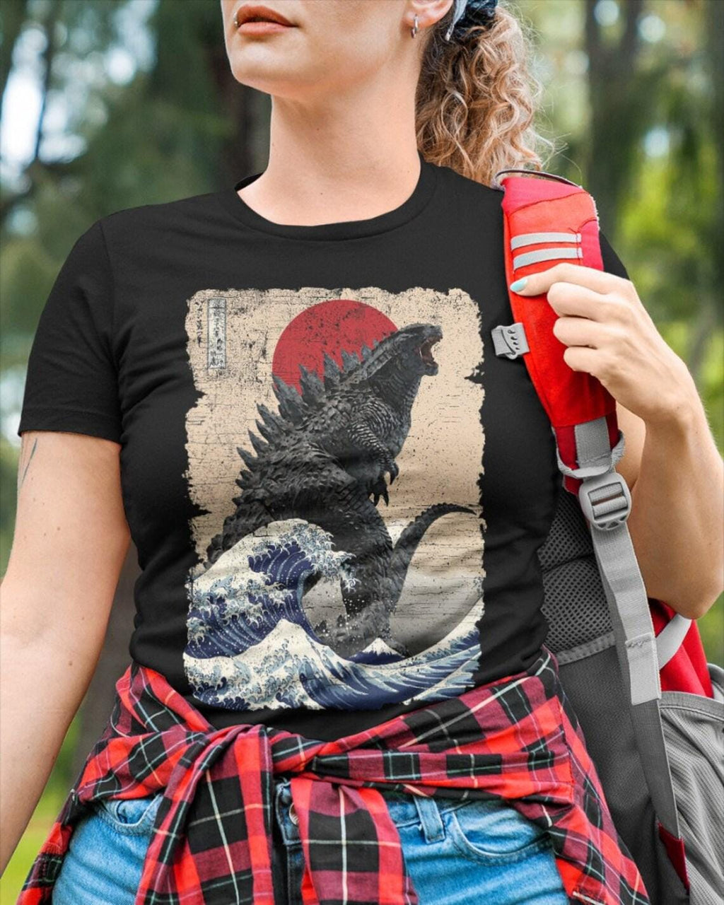 Vintage Japanese Godzilla Great Wave T-Shirt, Godzilla and the Wave Youth Shirt, King of the Monsters Adult Youth Kids Shirt