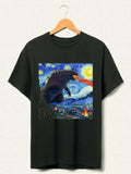 Vintage Godzilla Starry Night Shirt, Godzilla Van Gogh Starry Night Youth Kid's Shirt, Monster Sweatshirt, Dadzilla Shirt, Monsters Shirt