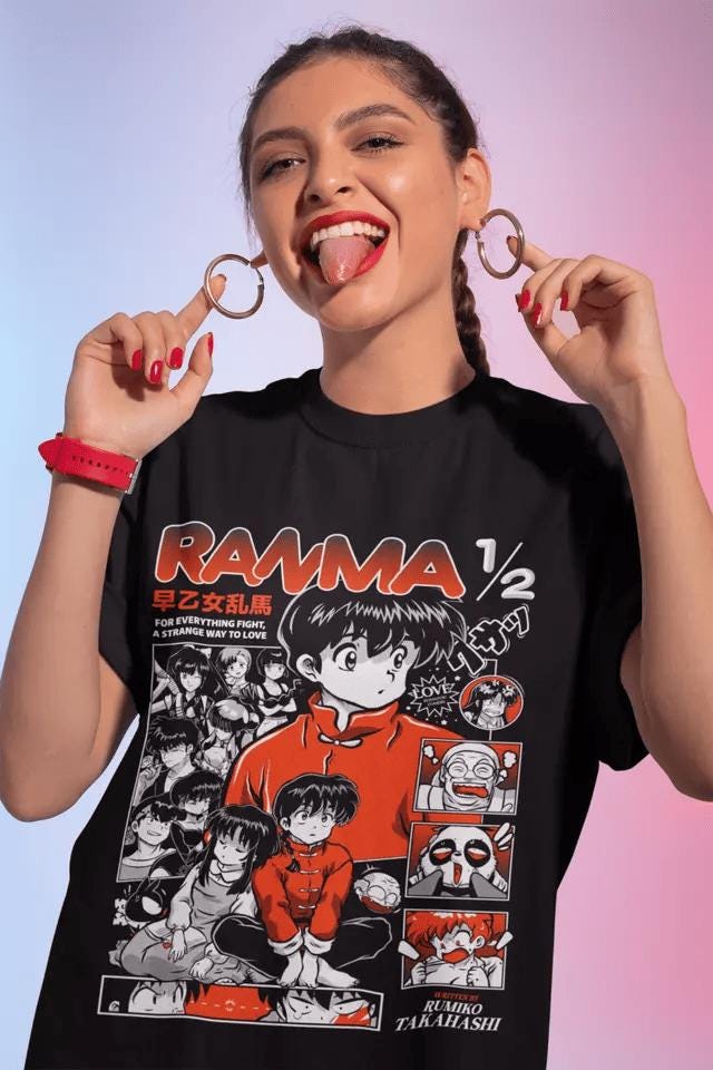Shampoo Rumiko T-shirt Takahashi Ranma 12 Girl Kawai Funny Shirt , Gift For Women and Man