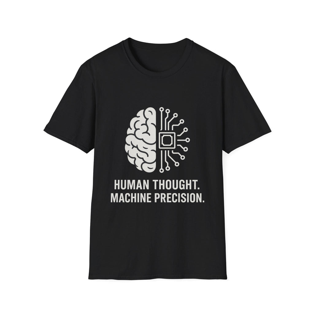 Inspirational Unisex Softstyle T-Shirt - Human Thought Machine Precision, Tech Shirt, Gift for Geeks, Brain and AI Themed Apparel, Casual