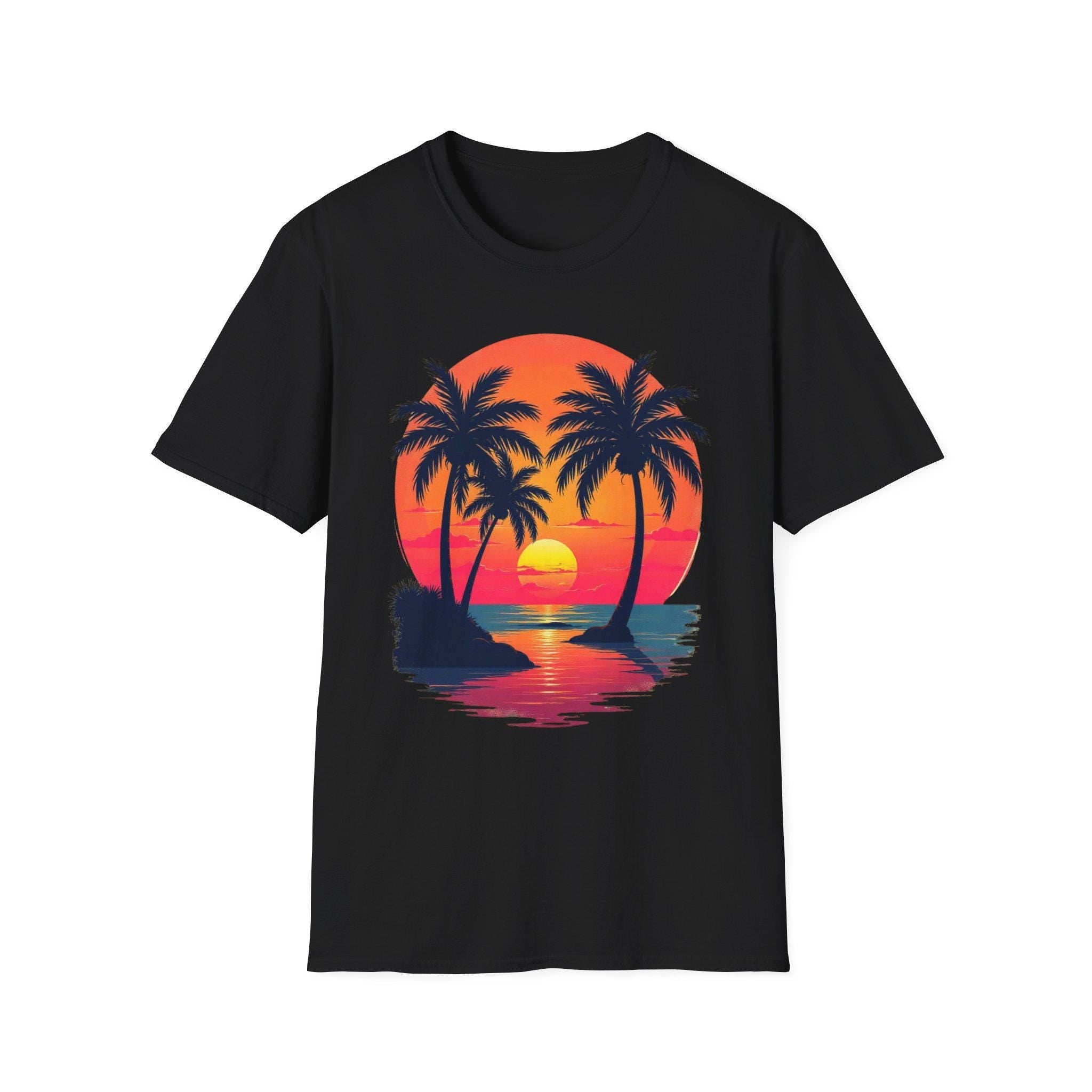 Tropical Sunset T-Shirt, Beach Lover Gift, Summery Vibes, Vacation Outfit, Unisex Tee for Travels