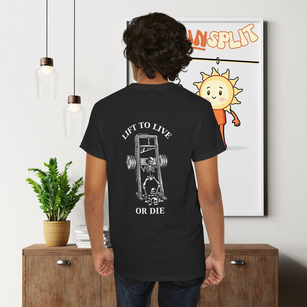 Lift to Live or Die Unisex Tshirt, Fitness Shirt, Gym Wear, Skull, Bodybuilding, Powerlifter Sportswear
