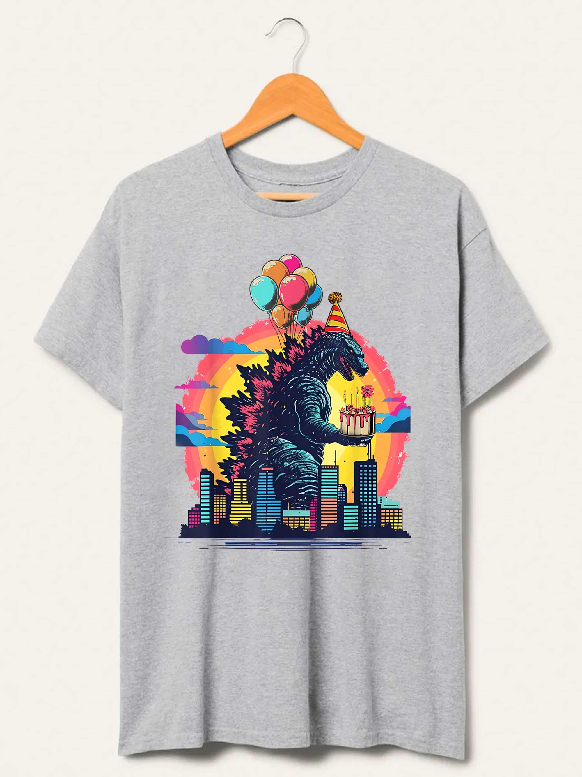 Retro Godzilla Birthday T-Shirt, Kaiju Monster Tee, Japanese Art Graphic Shirt, Funny Party Design, Gift Idea, Unisex Anniversary Shirt