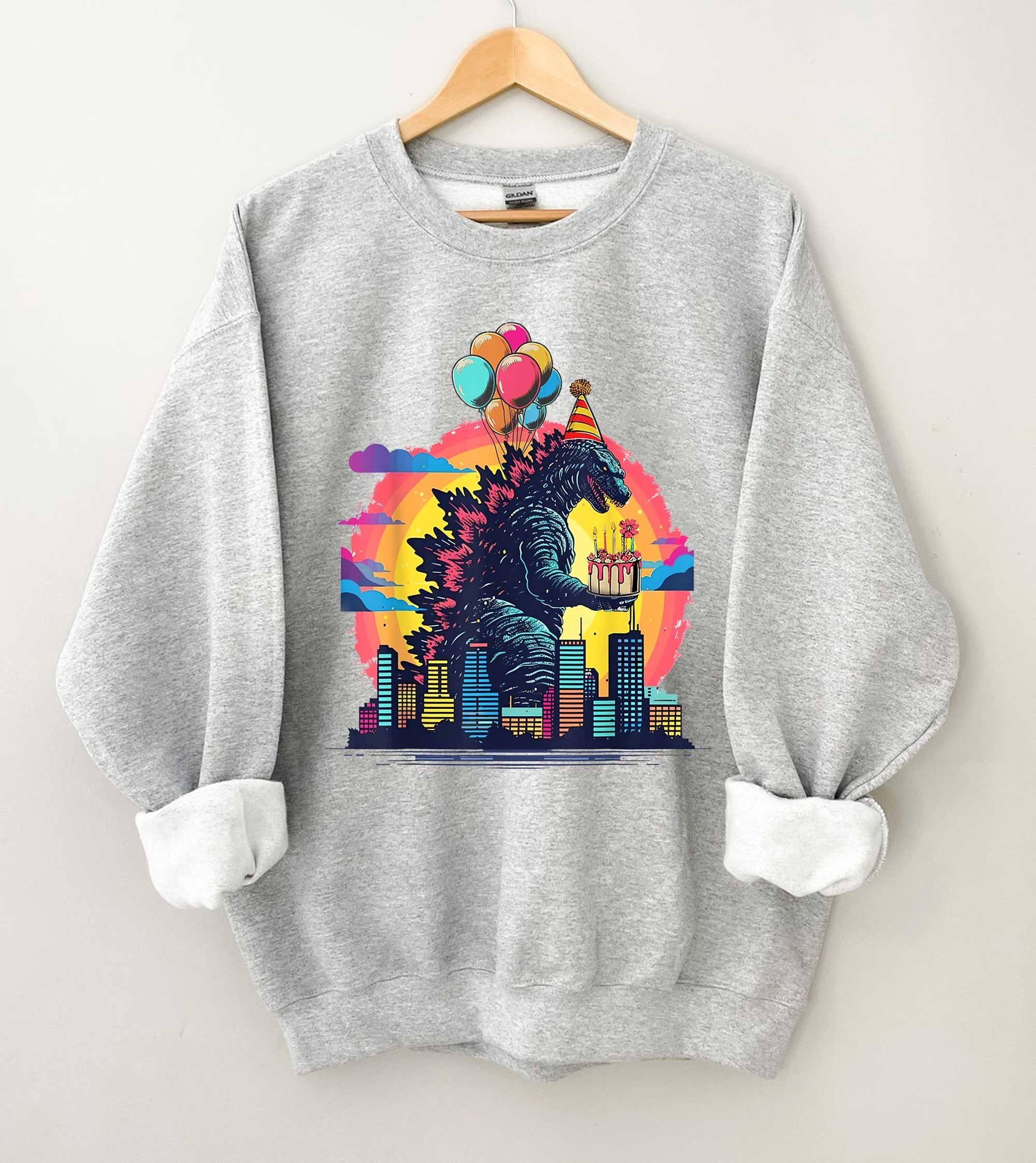 Retro Godzilla Birthday T-Shirt, Kaiju Monster Tee, Japanese Art Graphic Shirt, Funny Party Design, Gift Idea, Unisex Anniversary Shirt
