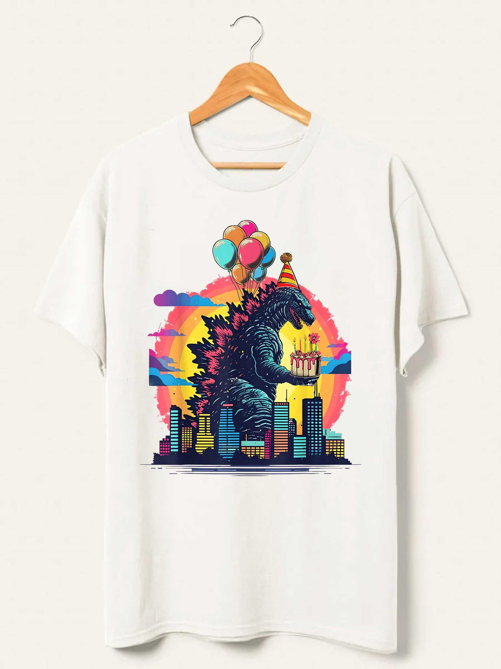 Retro Godzilla Birthday T-Shirt, Kaiju Monster Tee, Japanese Art Graphic Shirt, Funny Party Design, Gift Idea, Unisex Anniversary Shirt